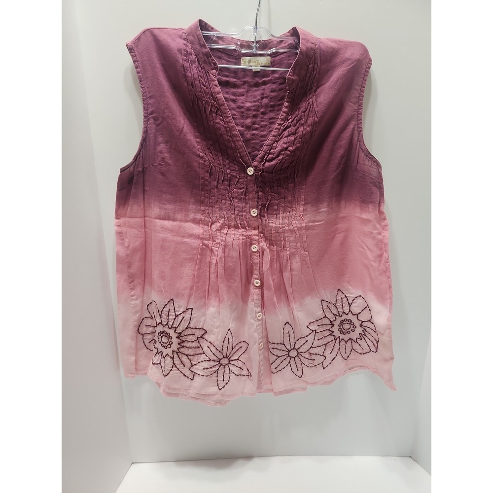 Solitaire Los Angeles Sleeveless Top Size Medium  Burgundy Ombre